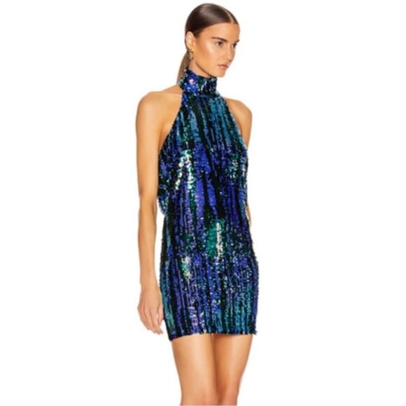NEW ALIX NYC Sedgwick Sequin Halter Open Back Mini Dress - Picture 2 of 8
